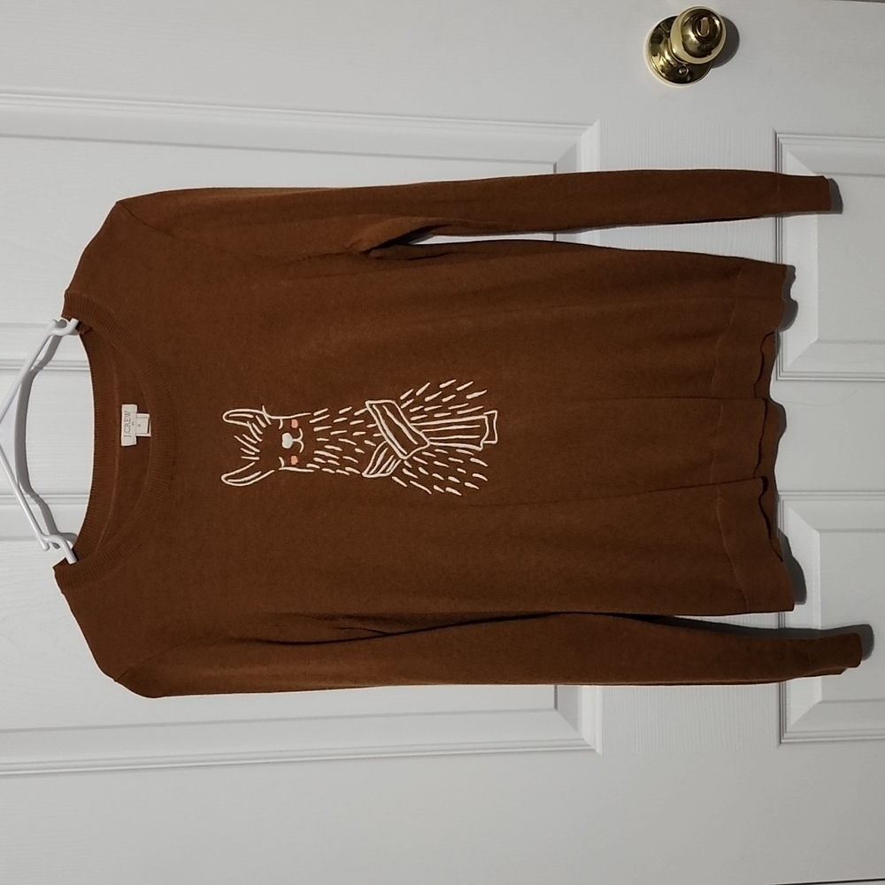 J. Crew Brown Llama Graphic Sweater